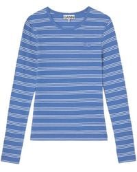Ganni - Striped Long-Sleeve T-Shirt - Lyst