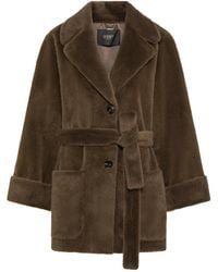 SEVENTY VENEZIA - Faux Fur Coat With Belt Nappa Leather - Lyst