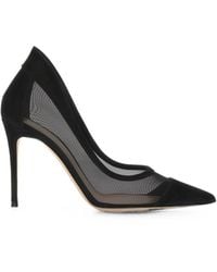 Gianvito Rossi - Suede And Mesh Pumps - Lyst