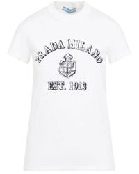 Prada - Cotton Crew-Neck T-Shirt - Lyst
