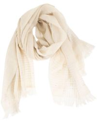 Peserico - Virgin Wool Scarf With Check Pattern, Sequins And Lurex Details - Lyst