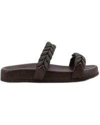 Brunello Cucinelli - Leather Slide Sandals With Braided Straps - Lyst