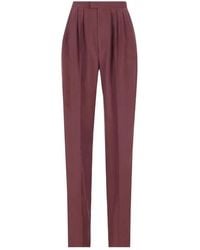 Saint Laurent - Mid-Rise Silk Habotai Pants - Lyst