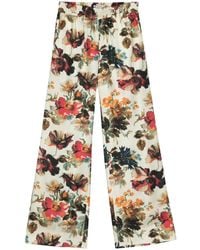 Alberto Biani - Printed Silk Wide-Leg Trousers - Lyst