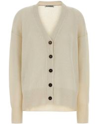 Jil Sander - Ivory Cashmere Oversize Cardigan - Lyst