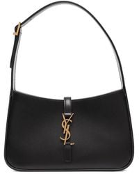 Saint Laurent - Leather Logo Plaque Shoulder Bag - Lyst