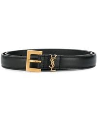 Saint Laurent - Milo Logo Buckle Leather Belt - Lyst