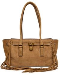 Michael Kors - Hamilton Moderne Small Suede Logo Satchel With Fringes - Lyst