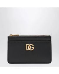 Dolce & Gabbana - Dolce&Gabbana Leather Zip Card Holder With Dg Logo - Lyst