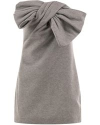 7 For All Mankind - Wool-Blend One-Shoulder Mini Dress With Bow - Lyst