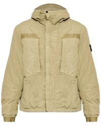 Stone Island - Hooded Jacket With Brand Logo Patch - Lyst