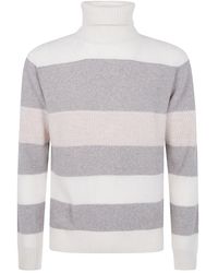 Barba Napoli - Turtle Neck Orizontal Stripes Sweater - Lyst