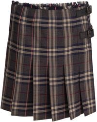 Burberry - "Check" Wool Mini Kilt - Lyst