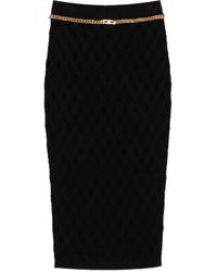 Elisabetta Franchi - Knit Diamond-Pattern Skirt With Jewel Detail - Lyst
