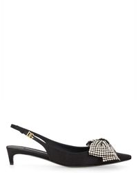 Dolce & Gabbana - Satin Slingback With Rhinestone Embroidery Pumps - Lyst