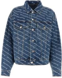 Alexander Wang - Game Denim Jacket White Logo Print - Lyst