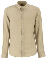BOSS - Pure Linen Regular Fit Shirt With Button-Down Collar - Lyst