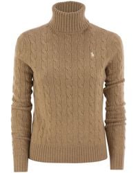 Polo Ralph Lauren - Wool And Cashmere Cable-Knit Turtleneck Sweater - Lyst