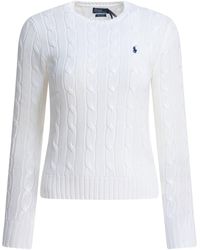 Polo Ralph Lauren - Crew-Neck Cable-Knit Sweater With Logo - Lyst
