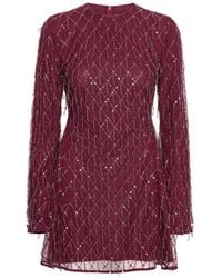 ROTATE BIRGER CHRISTENSEN - Flared Mini Dress With Sequins - Lyst