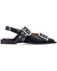Ganni - Feminine Buckle Faux Leather Slingback Pumps - Lyst
