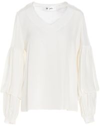 DI.LA3 PARI' - Puff-sleeve Silk Shirt Shirt And Blouse - Lyst