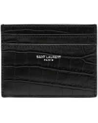 Saint Laurent - Crocodile-Embossed Card Holder - Lyst