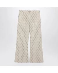 Valentino - Ivory Trousers With Floral Pattern - Lyst