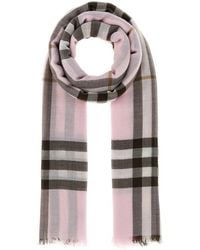 Burberry - Embroidered Wool Scarf - Lyst