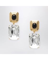 Alessandra Rich - Goldtone Clipon Earrings With Crystal Drop - Lyst