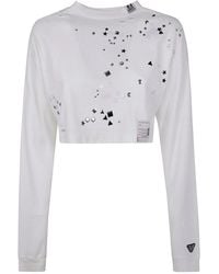 Maison Mihara Yasuhiro - Embellished Distressed Long Sleeves Mini Tee - Lyst