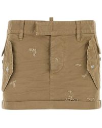 DSquared² - Dsquared Khaki Canvas Mini Skirt - Lyst