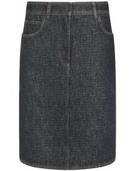 Fendi - Dark Ff Denim Skirt - Lyst