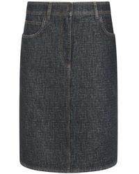 Fendi - Dark Ff Denim Skirt - Lyst
