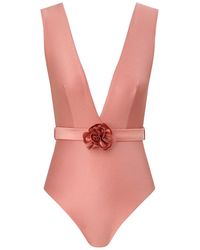 Zimmermann - One Piece Swimsuit With Floral Detail "Lucky" - Lyst
