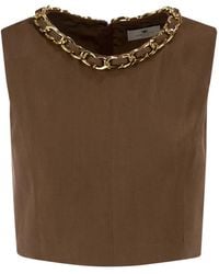 Elisabetta Franchi - Sleeveless Top With Jewel Chain Detail - Lyst