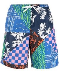 Marcelo Burlon - Mix & Match Patchwork Swim Shorts - Lyst