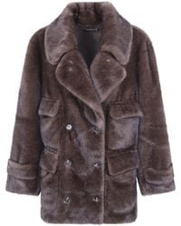 SWD by S.w.o.r.d. - Dark Doublebreasted Faux Fur Coat - Lyst