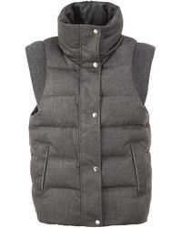 Peserico - Padded Gilet With High Neck And Lurex Knit Details - Lyst