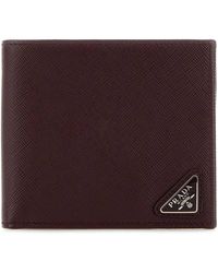 Prada - Burgundy Leather Wallet - Lyst
