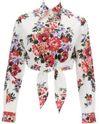 Dolce & Gabbana - Dolce & Gabbana Floral Print Crop Shirt - Lyst
