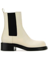 Bottega Veneta - Ivory Leather Cliff Ankle Boots - Lyst