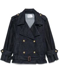 Self-Portrait - Denim Trench Jacket - Lyst