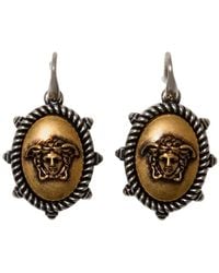 Versace - Palladium Brass Earrings - Lyst