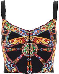 Dolce & Gabbana - Dolce & Gabbana Printed Charmeuse Top - Lyst