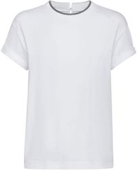 Brunello Cucinelli - Embroidered Collar Cotton T-Shirt - Lyst