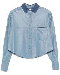 forte_forte - Nappa Leather Boxy Shirt Organza De - Lyst