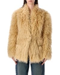Isabel Marant - Pale Longhaired Faux Fur Coat - Lyst