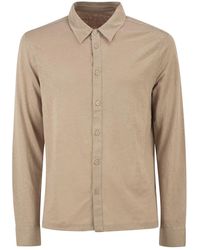 Majestic - Stretch Linen Shirt With Front Button Fastening - Lyst