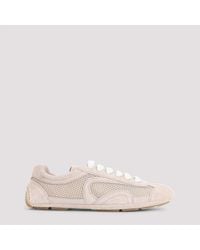 Prada - Powder Suede And Mesh Montecarlo Sneakers - Lyst